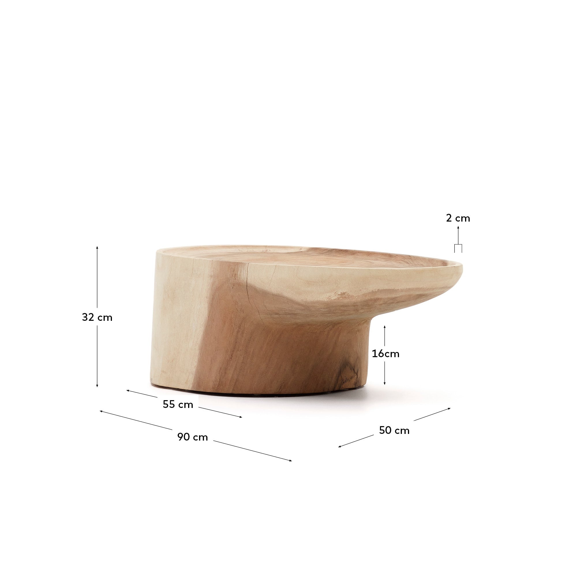Eleganter Mosi Couchtisch aus massivem Mungurholz, Ø 90 cm, 50 cm hoch. Perfekt für stilvolle Wohnzimmer und nachhaltige Wohnkonzepte.