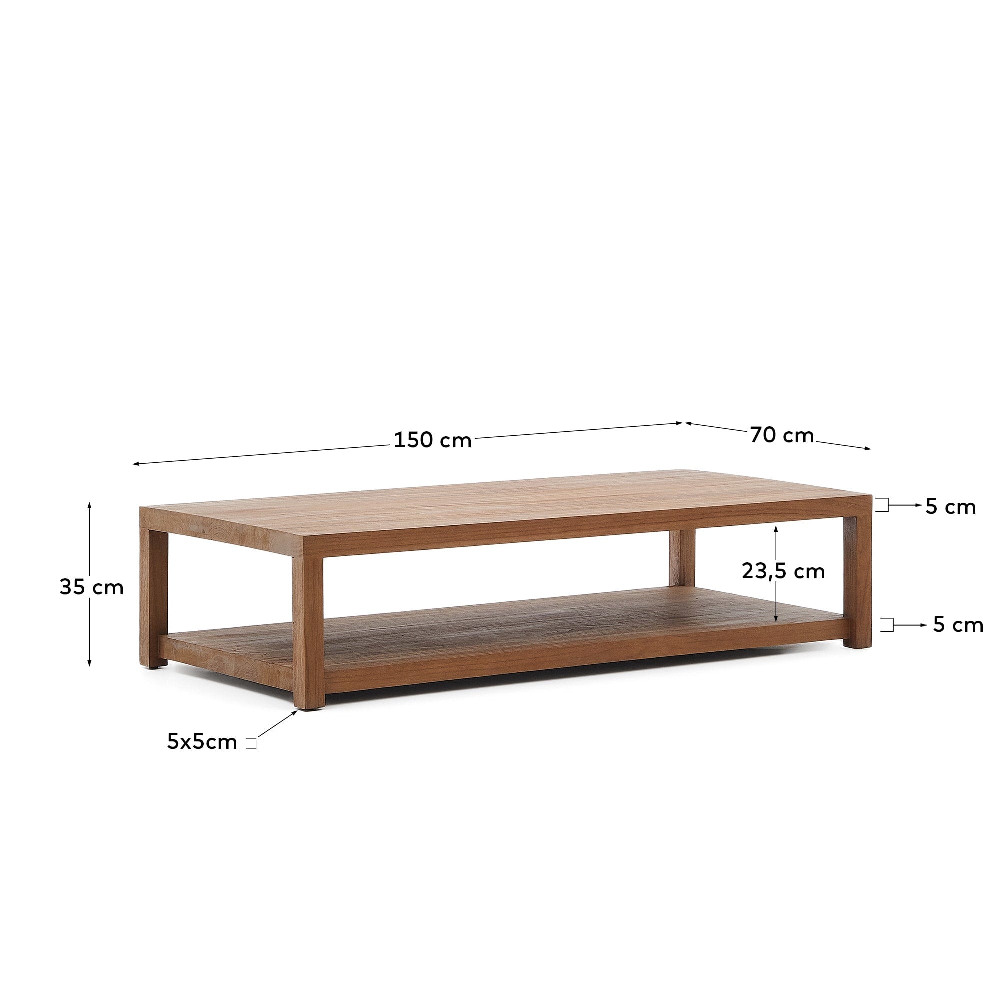Entdecken Sie den Sashi Couchtisch aus massivem Teakholz (150 x 70 cm) von Kave Home – ein stilvolles, langlebiges Möbelstück für jedes Zuhause.