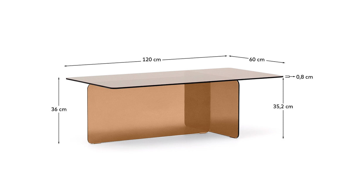 Couchtisch Zaren aus braunem gehärtetem Glas 120 x 60 cm in Braun präsentiert im Onlineshop von KAQTU Design AG. Couchtisch ist von Kave Home