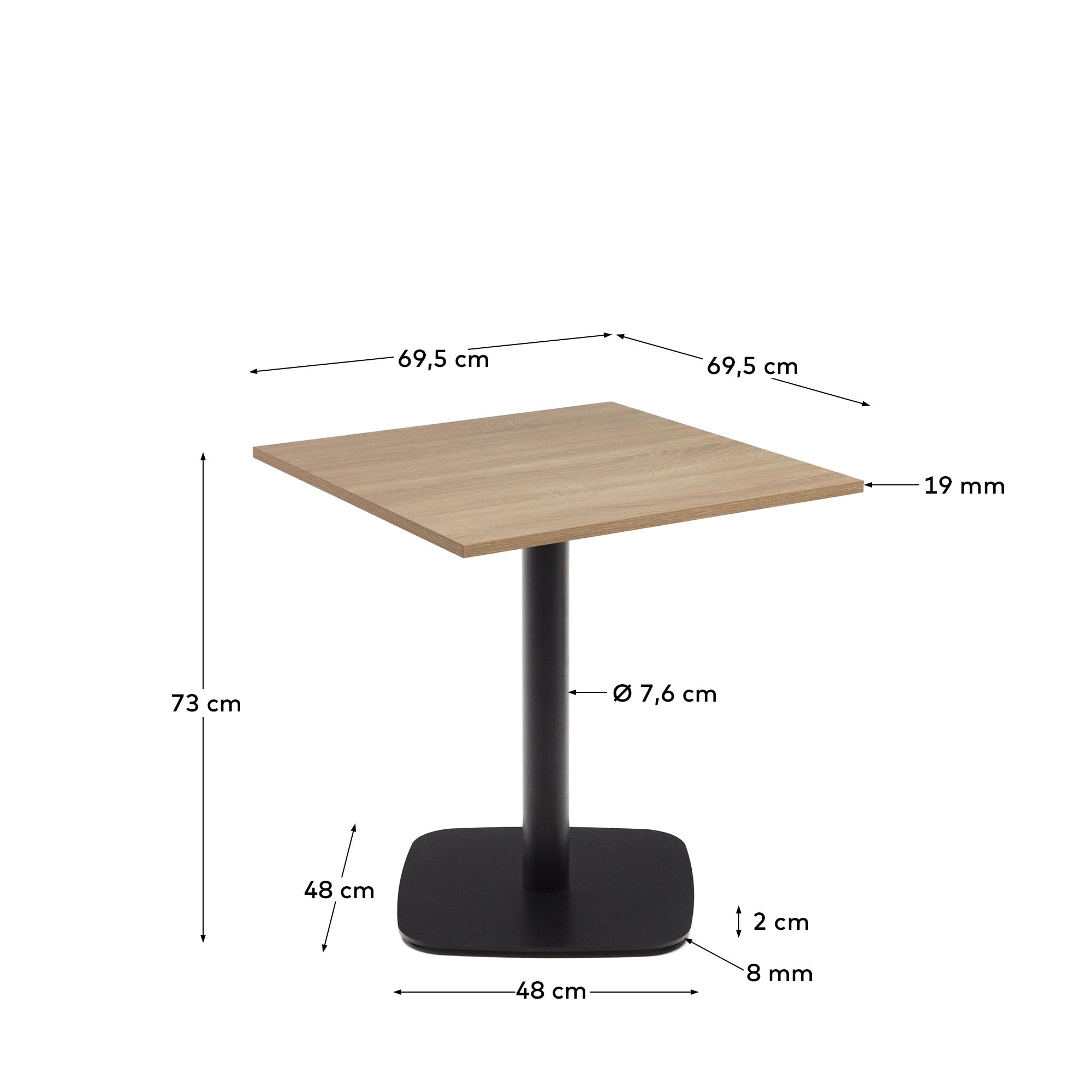 Der Dina Tisch von Kave Home vereint natürliche Holzoptik mit schwarzem Metall für modernes Design und Funktionalität.