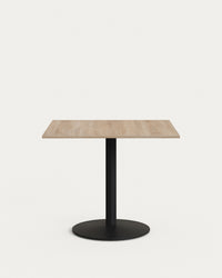 Tavolo Esilda realizzato in melaminico nei colori naturali con gamba in metallo verniciato nero 90x90x70 cm