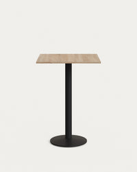 Tavolo bar Esilda realizzato in melaminico con gamba in metallo finitura naturale verniciata nera 60x60x96cm