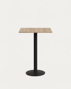 Tavolo bar Esilda realizzato in melaminico con gamba in metallo finitura naturale verniciata nera 60x60x96cm
