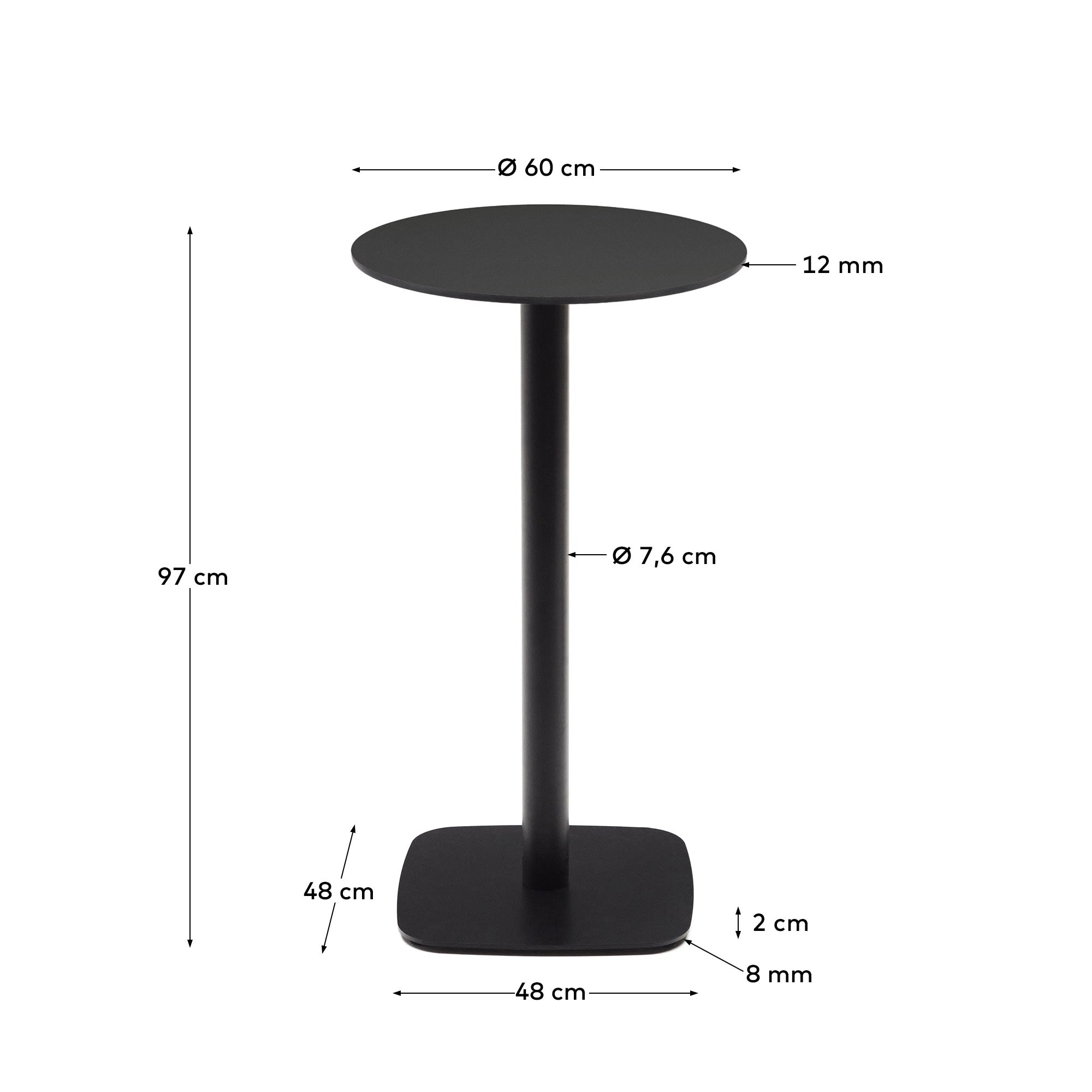 Eleganter Dina Outdoor-Tisch in Schwarz, Ø 60x96 cm. Ideal für Garten und Terrasse, robustes Metallgestell für Langlebigkeit und Stil.
