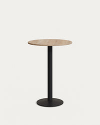 Tavolino rotondo da bar Esilda melaminico colore naturale gamba in metallo verniciato nero Ø60x96cm