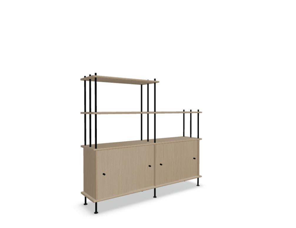 Holz-Halbregal Bava BV16P21 von Tamo: elegantes Standregal aus hellem Holz, offene Ablageflächen, kompakte Bauweise, vielseitig einsetzbar