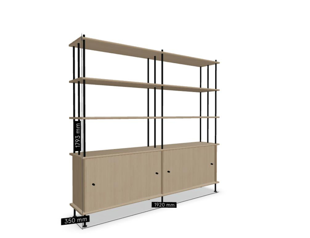 Holz-Halbregal Bava BV20P33 von Tamo: elegantes Standregal aus hellem Holz mit drei stufigen Ablagen, ideal zur stilvollen Aufbewahrung in Wohnzimmer oder Büro.