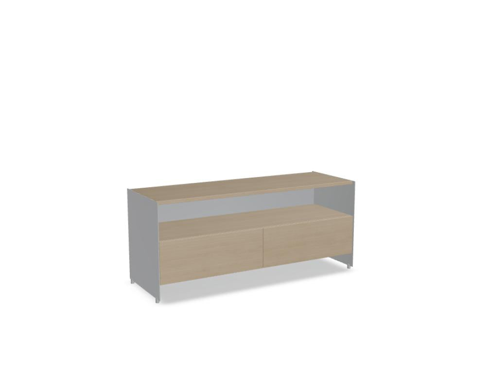 Aloox ALX120HB Büroschrank von Tamo mit warmen Holzfronten, offenem Fach und modernem Stauraum fürs Büro