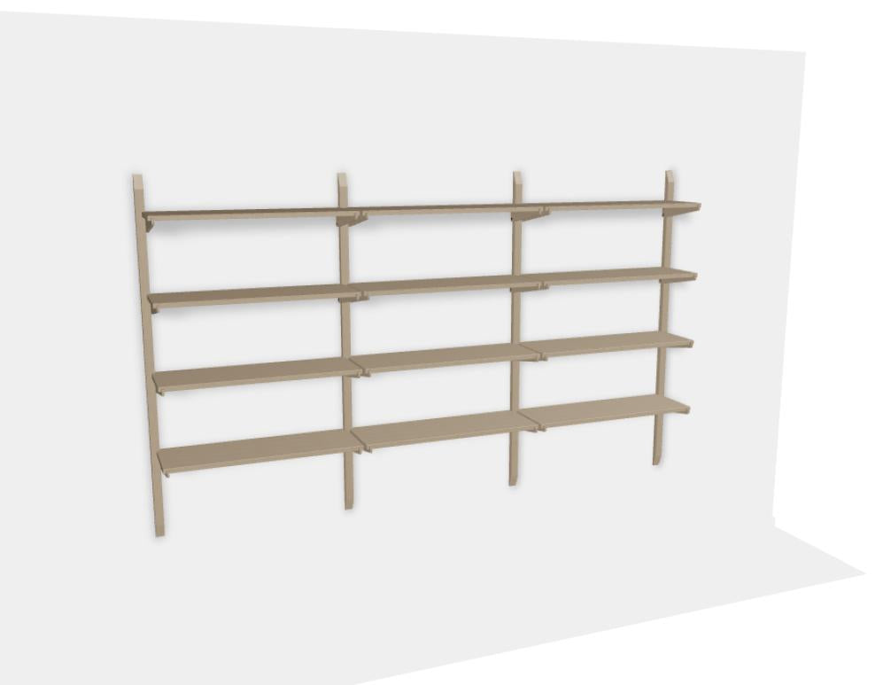 Holzfachboden für Wandregal Noki NKI247S von Tamo, leichter brauner Holzton, stabile Trennböden, modernes Wandregal-Design