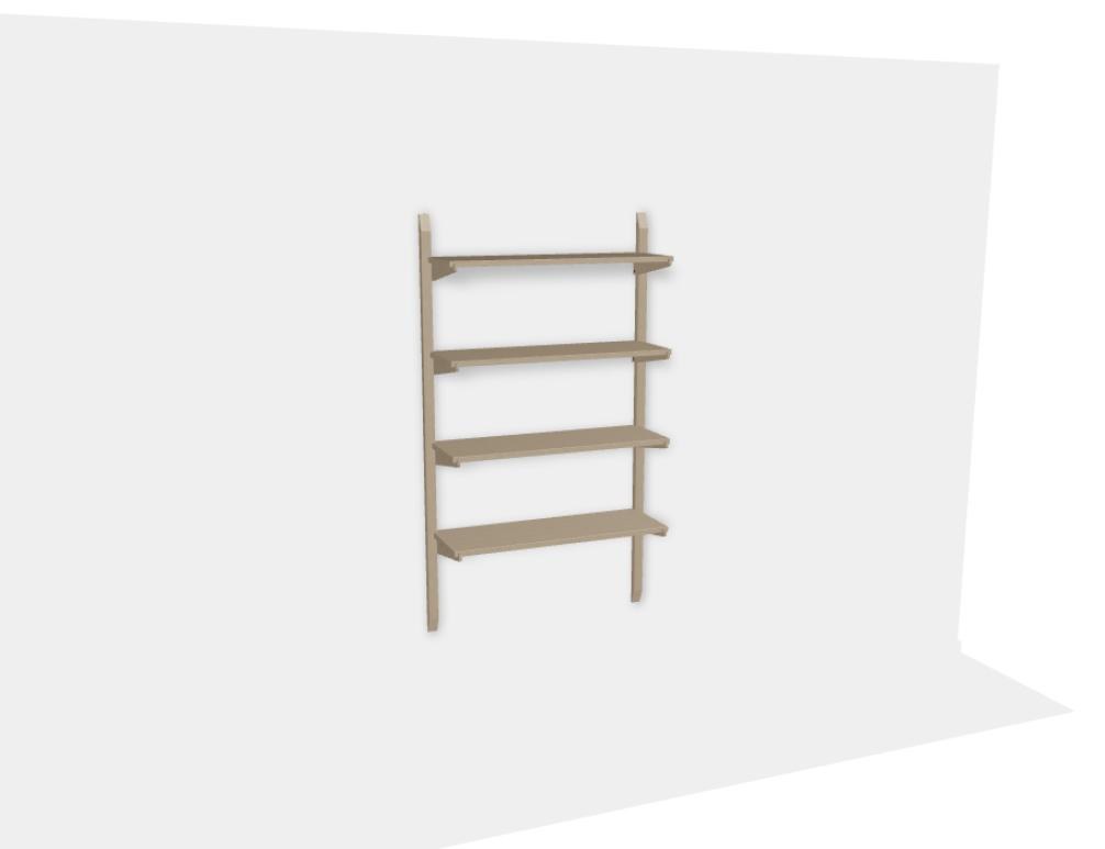Wandmontiertes Holzregal Noki aus massivem Eichenholz in Eiche Natur mit offenen Fachböden, modularer Aufbau, Hersteller Tamo.