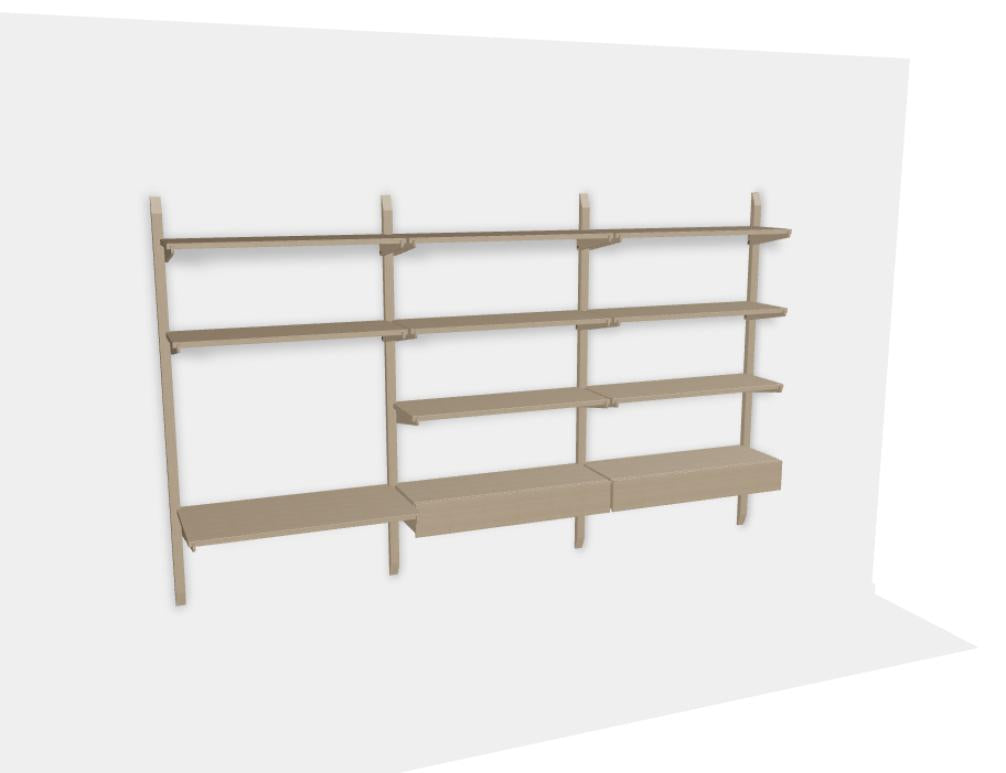 Holzfachboden Noki NKI247T von Tamo, wandmontiertes Regalbrett aus hellem Holz mit sichtbarer Maserung, ideal zur stilvollen Präsentation von Dekor und Büchern.