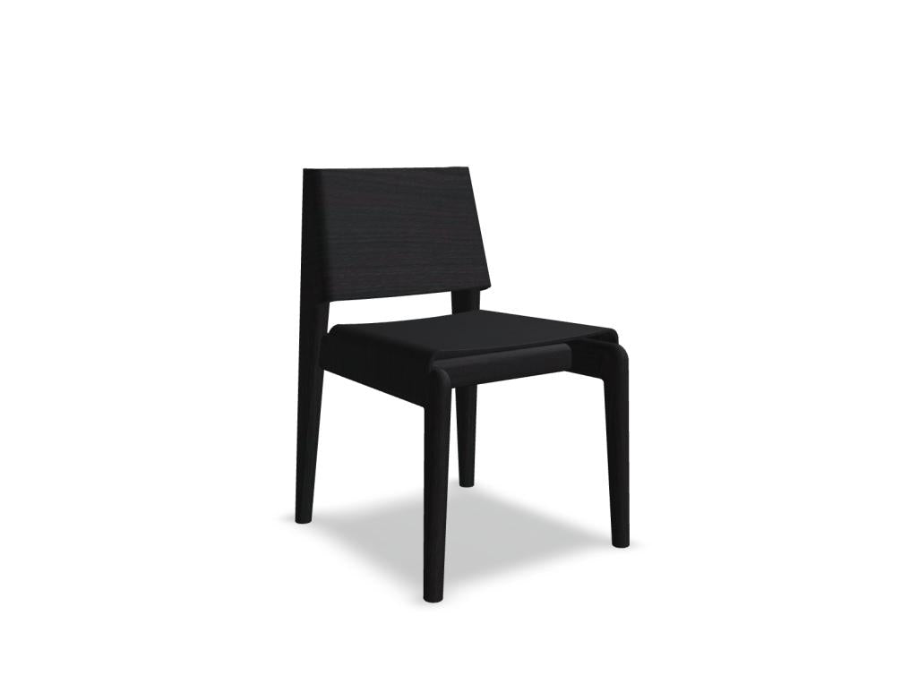 Undia UND01 Stuhl von Tamo mit schwarzem Gestell und beigefarbener Sitzfläche vor hellem Hintergrund, modernes Design