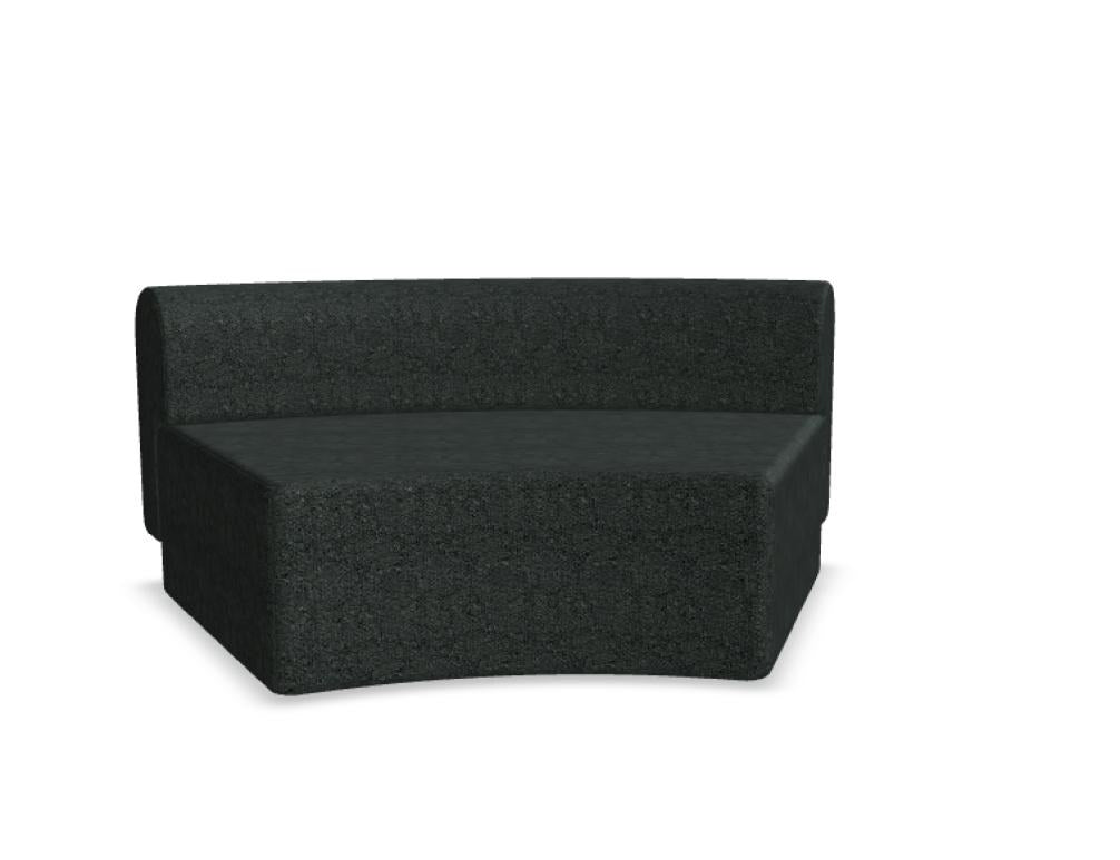 Modulares Sofa Tori von Tamo in Anthrazit mit gepolsterter Sitzfläche, abgerundeter Rückenlehne und Kunststofffüssen.