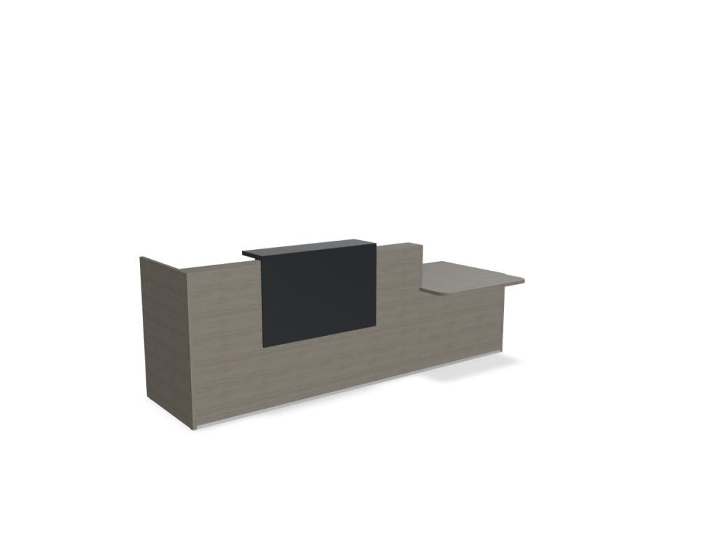 Tera TRA39P - modulare Empfangstheke in Eiche Grau präsentiert im Onlineshop von KAQTU Design AG. Empfangsdesk ist von Mdd