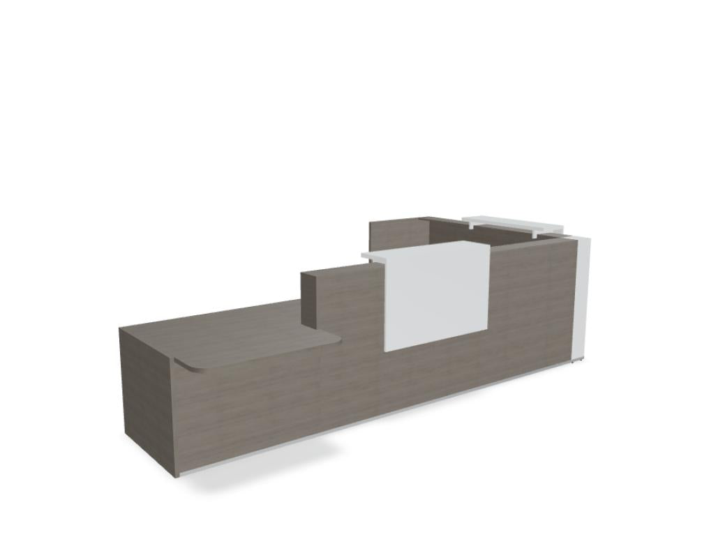 Tera TRA43L - modulare Empfangstheke in Eiche Grau präsentiert im Onlineshop von KAQTU Design AG. Empfangsdesk ist von Mdd