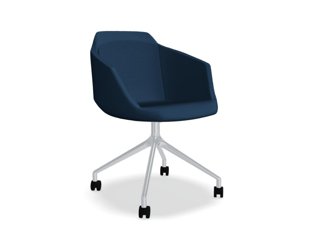 Ultra UFBPP19K - Stuhl mit poliertem Aluminiumgestell in Blau präsentiert im Onlineshop von KAQTU Design AG. Dreh-Schalenstuhl mit Rollen ist von Mdd