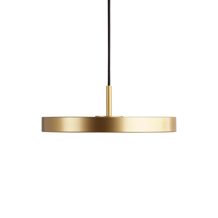Elegante Asteria Mini Pendellampe in Saffron Yellow, ideal für moderne Innenräume und sorgt für ein warmes, gemütliches Licht.