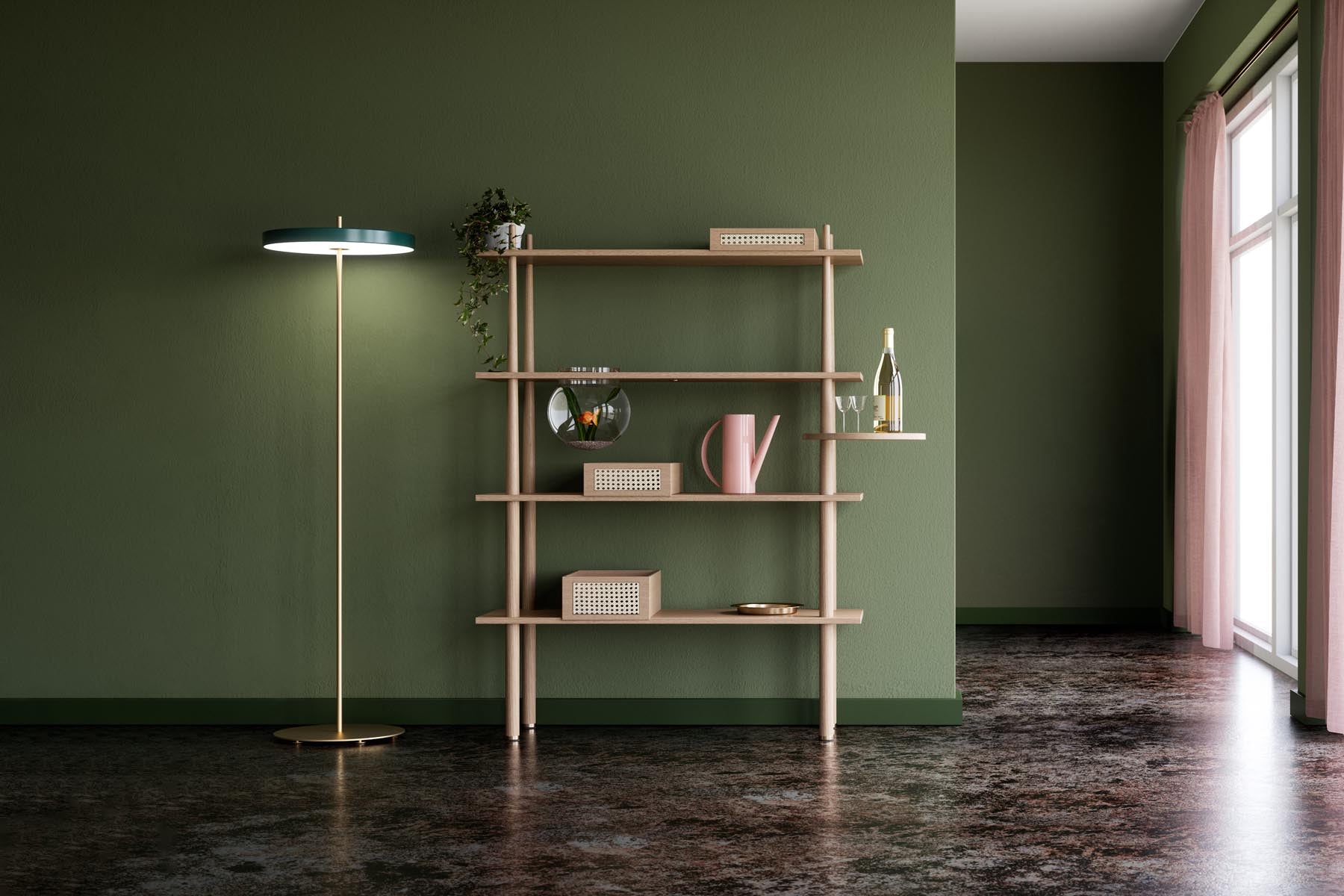 Elegante Asteria Stehleuchte in Forest Green, ideal für stilvolle Akzente in jedem Raum, präsentiert von Umage.
