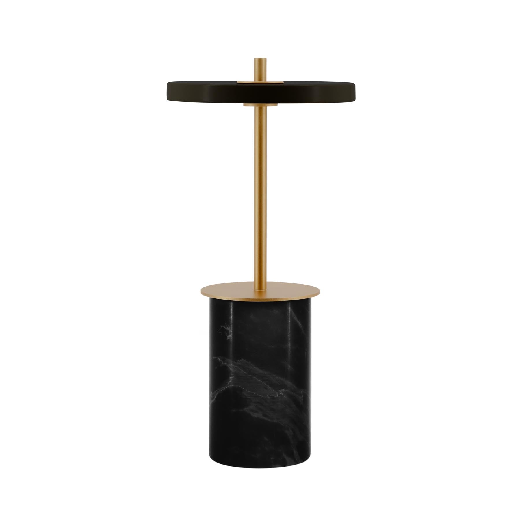 Elegante Asteria Move Mini Tischleuchte in stilvollem Schwarz-Marmor-Finish, ideal für gemütliche Atmosphäre und geschmackvolle Einrichtung.