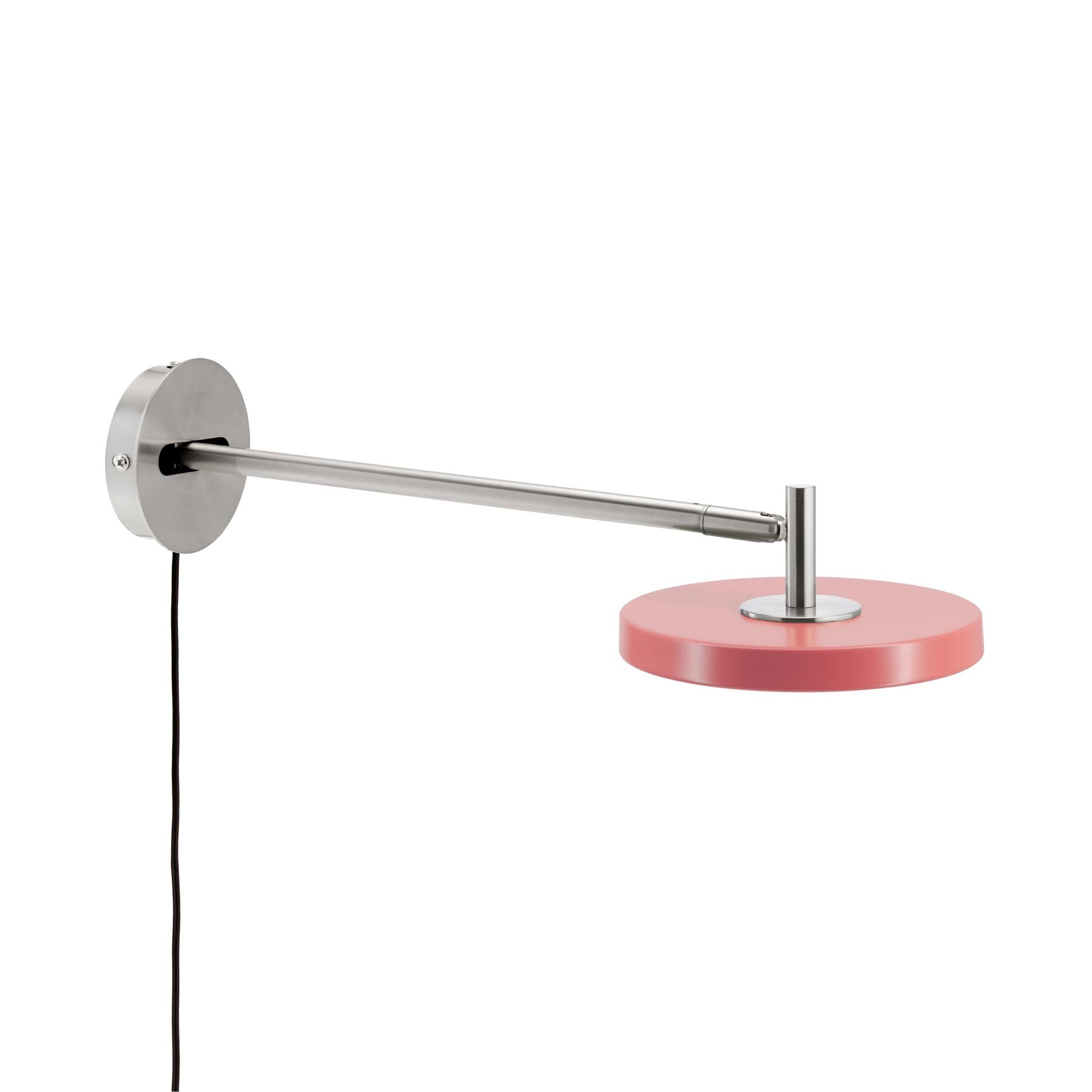 Elegante Asteria Wandleuchte long mit Kabel in sanftem Rosé, ideal für modernes Wohndesign und stimmungsvolle Beleuchtung.