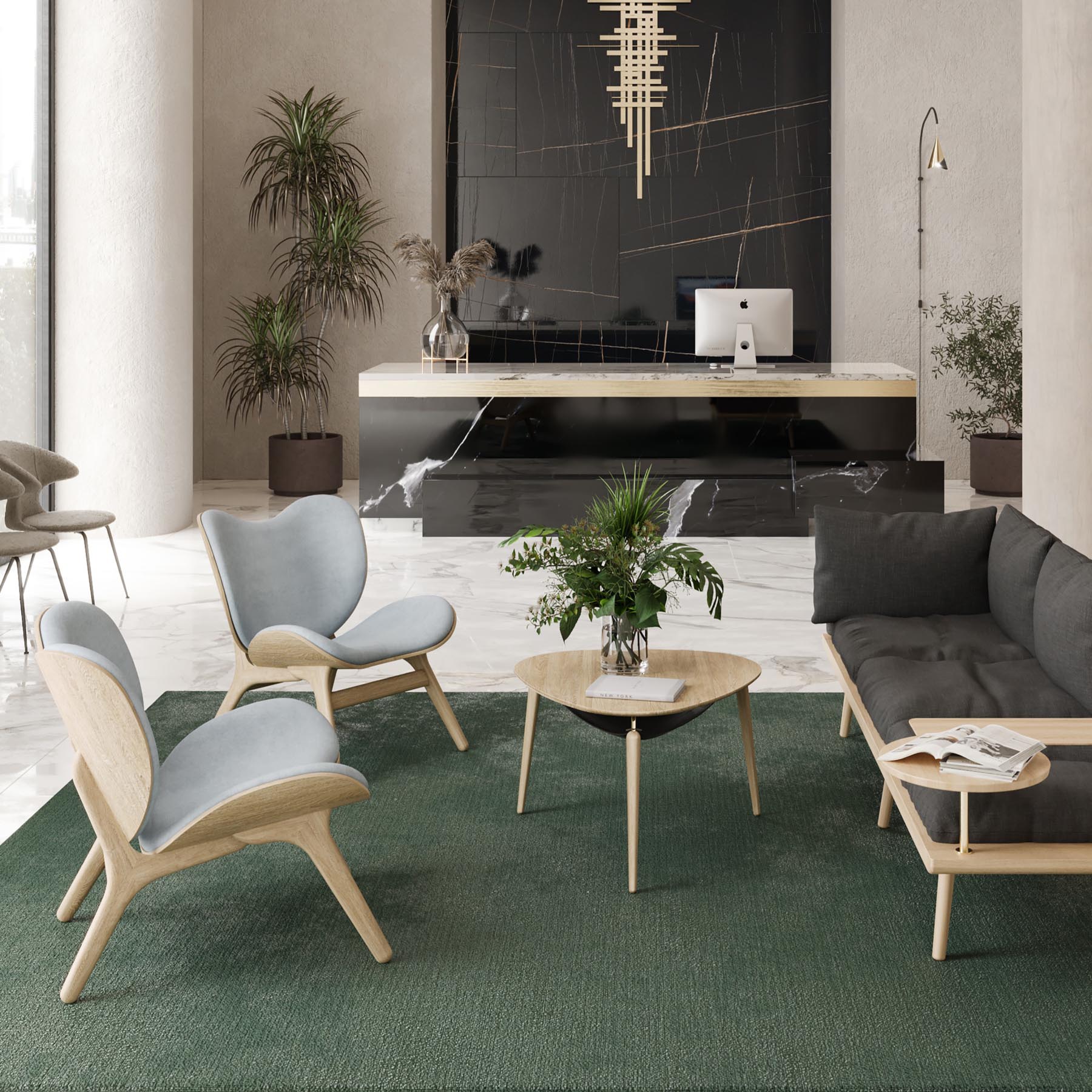 Modernes Lounge Around 3-Sitzer Sofa von Umage in Shadow, ideal für gemütliche Stunden und stilvolle Einrichtung.
