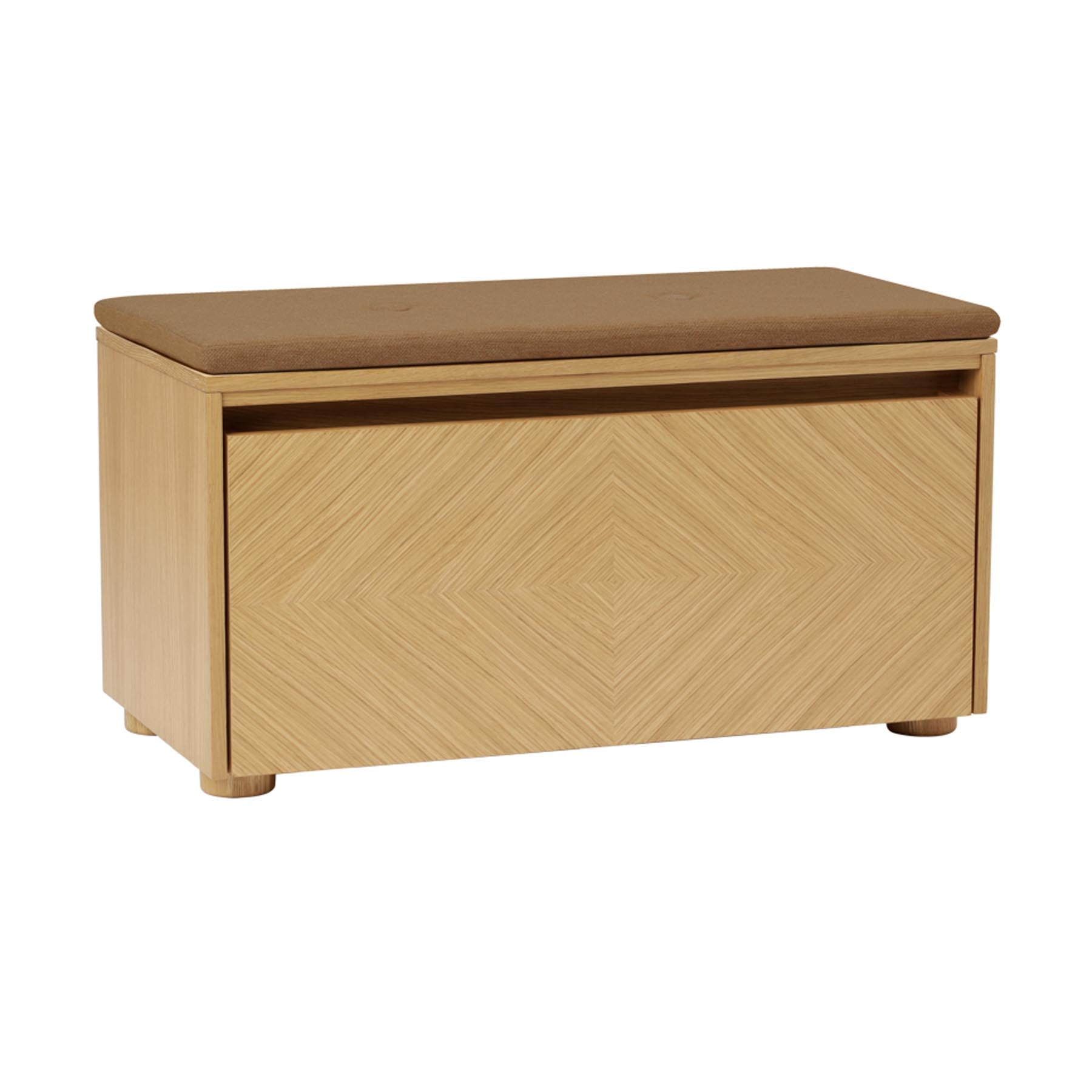Moderne Hideaway Schuhbank in warmem Sugar Brown von Umage, perfekt für praktischen Stauraum und gemütliches Sitzen im Eingangsbereich.