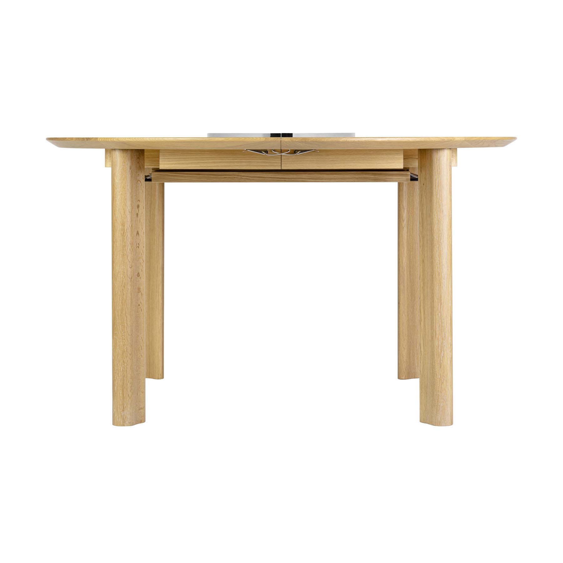Moderner, ausziehbarer Comfort Circle Esstisch von Umage in Nero steel/Smooth, perfekt für gemütliche Essenszeiten mit Freunden und Familie.