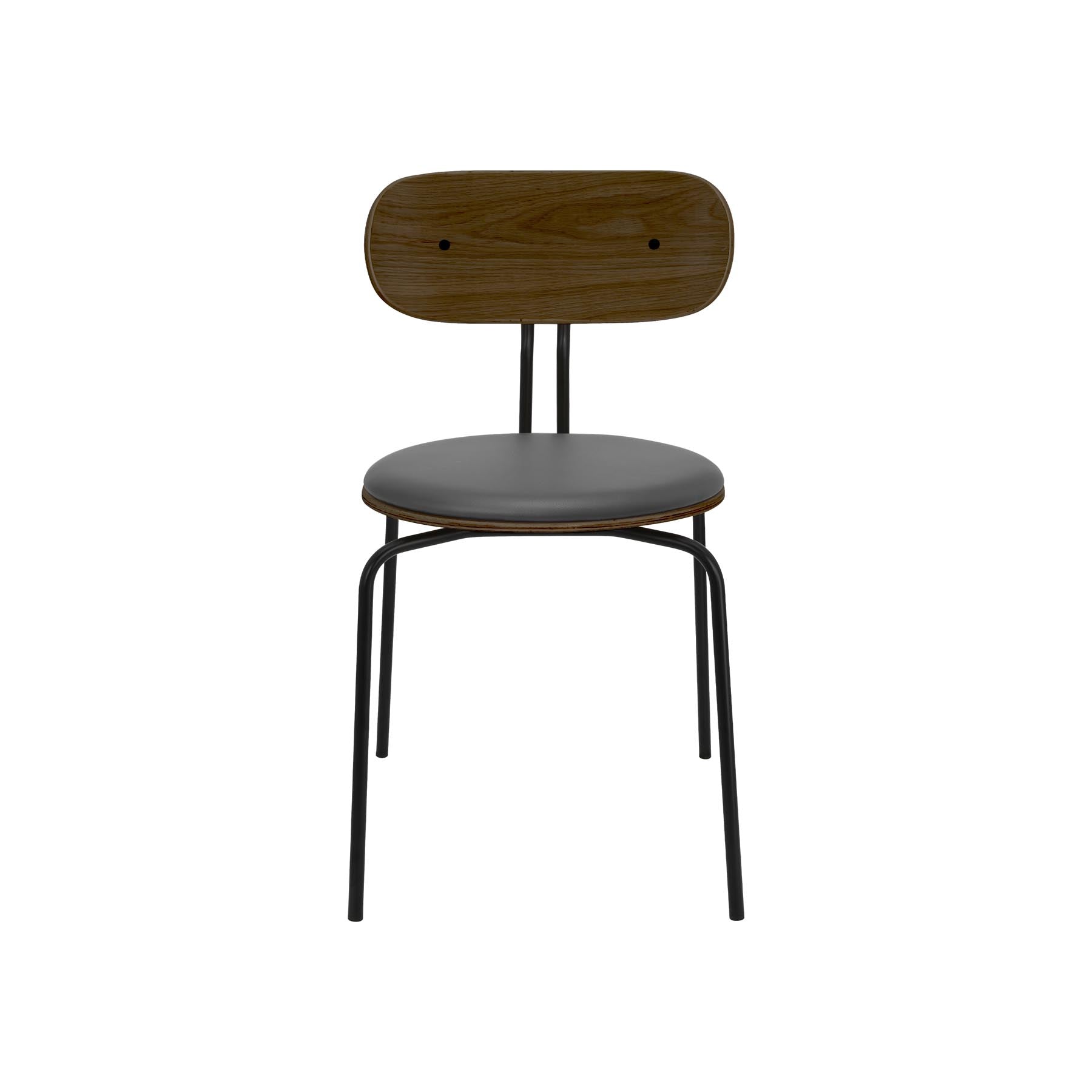 Eleganter gepolsterter Curious Stuhl in stilvollem Anthrazit, ideal für moderne Wohnräume und geschmackvolle Einrichtungsideen.