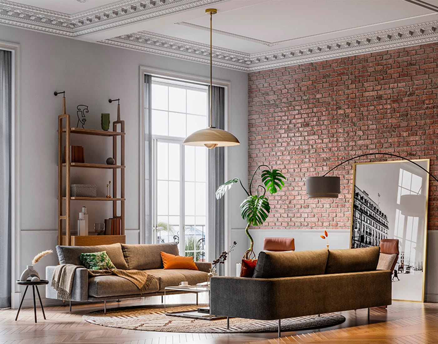 Wohnzimmer modern eingerichtet mit Industrial Elementen