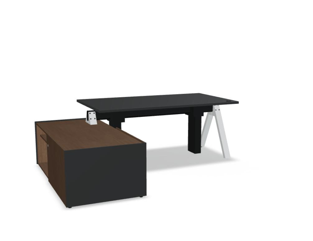 Viga V05LR - Schreibtisch mit Höhenverstellung in FENIX Schwarz Matt präsentiert im Onlineshop von KAQTU Design AG. Schreibtisch ist von Mdd