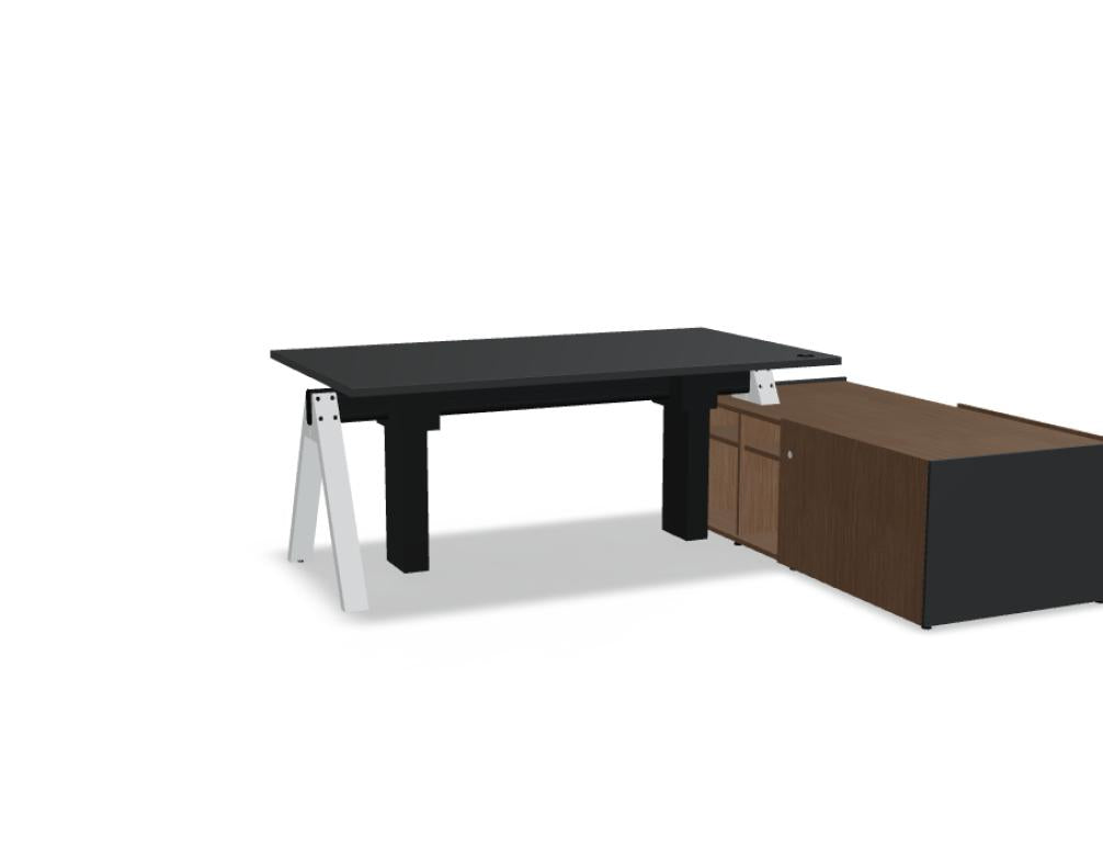 Viga V05PR - Schreibtisch mit Höhenverstellung in FENIX Schwarz Matt präsentiert im Onlineshop von KAQTU Design AG. Schreibtisch ist von Mdd
