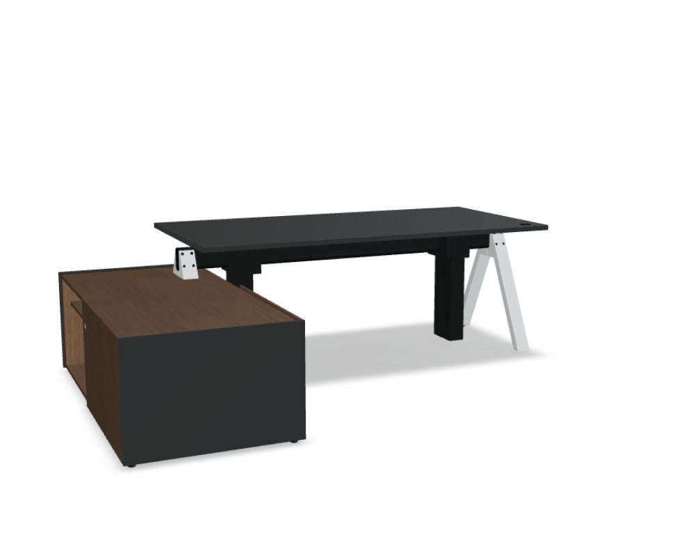 Viga V06LR - Schreibtisch mit Höhenverstellung in FENIX Schwarz Matt präsentiert im Onlineshop von KAQTU Design AG. Schreibtisch ist von Mdd