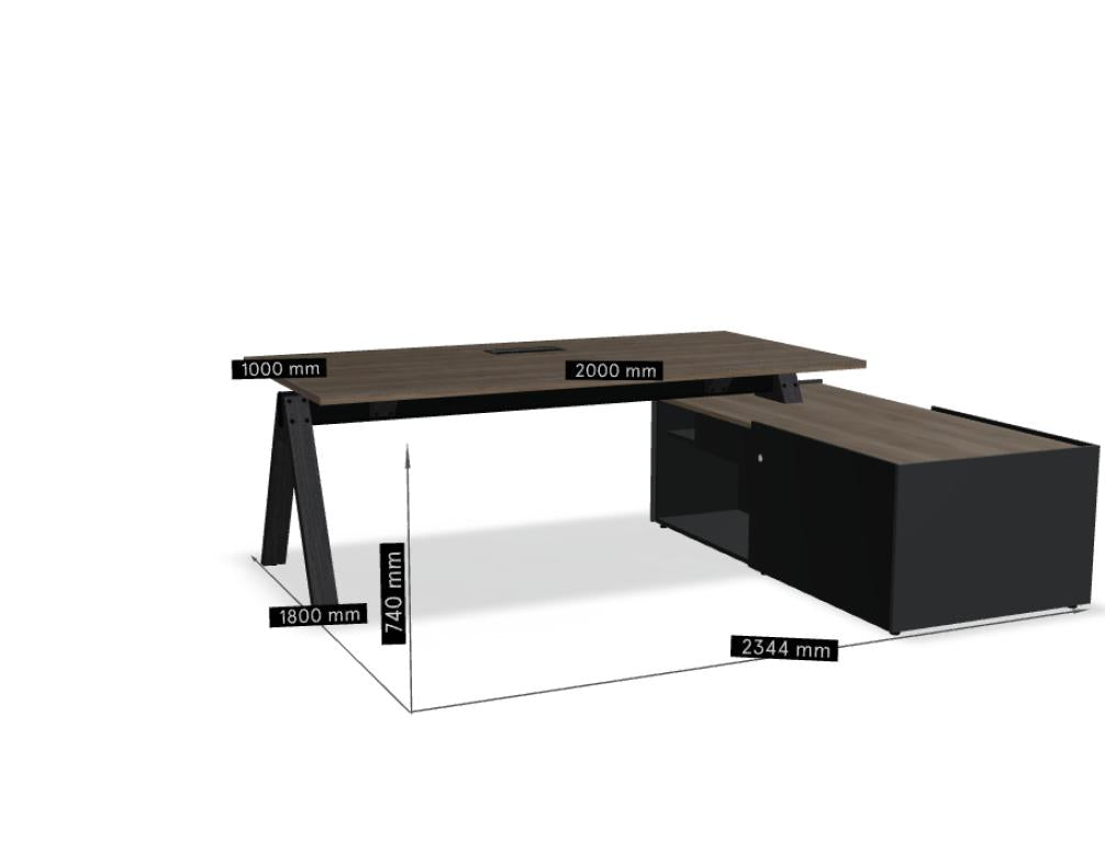 Viga V06PM - Chefschreibtisch in Dunkle Walnuss präsentiert im Onlineshop von KAQTU Design AG. Schreibtisch ist von Mdd