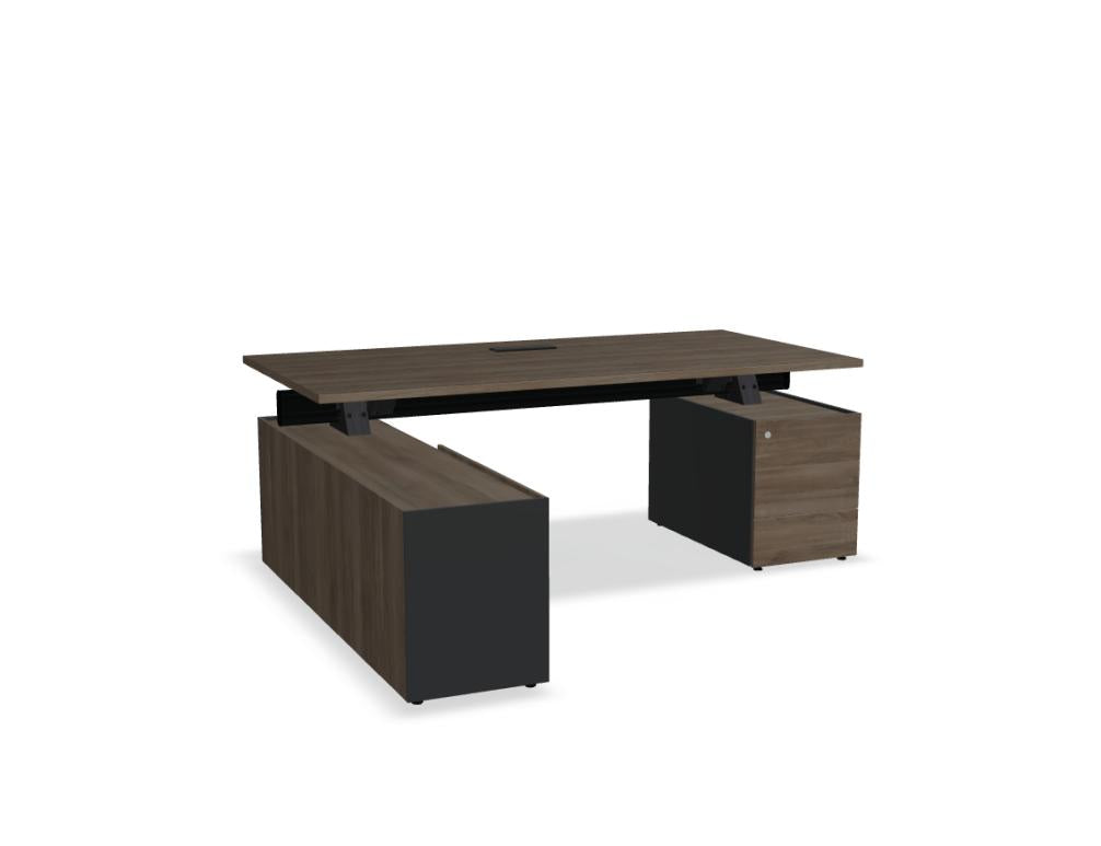 Viga V10LM - Chefschreibtisch mit Managerschrank und Container in Dunkle Walnuss präsentiert im Onlineshop von KAQTU Design AG. Schreibtisch ist von Mdd