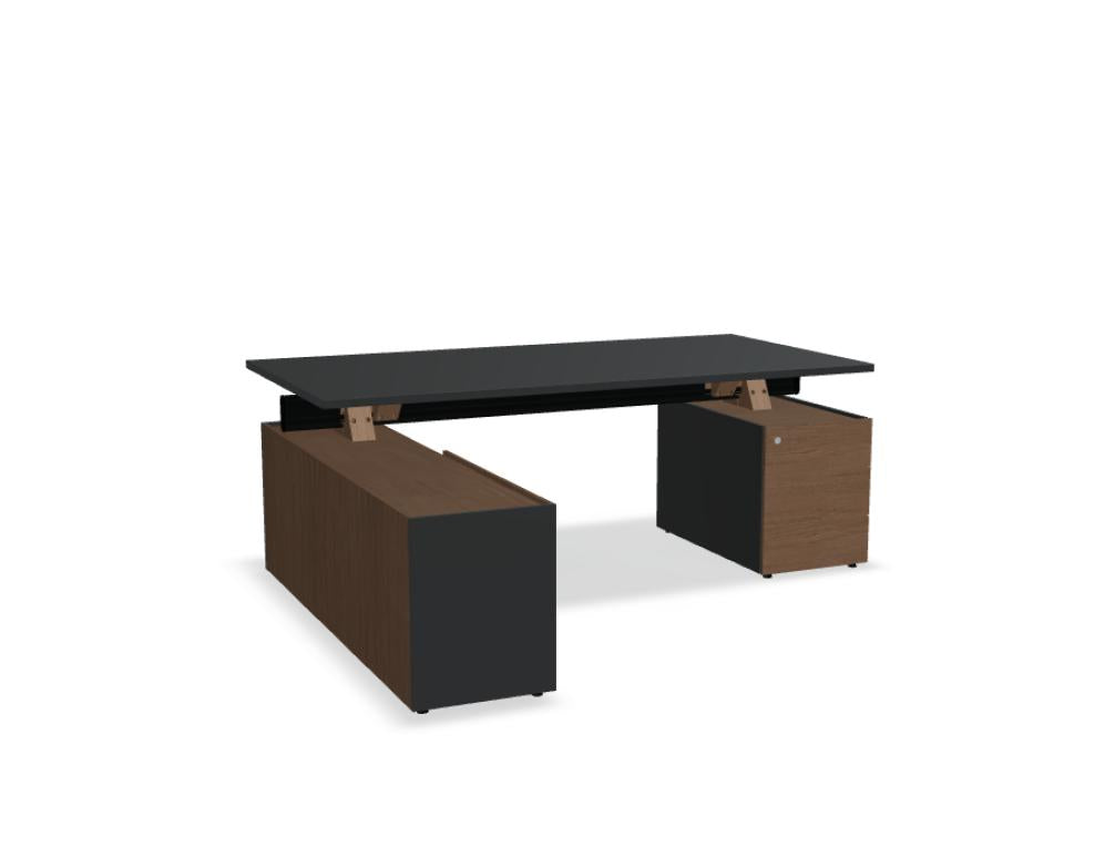 Viga V10L - Chefschreibtisch mit Managerschrank und Container in FENIX Schwarz Matt präsentiert im Onlineshop von KAQTU Design AG. Schreibtisch ist von Mdd