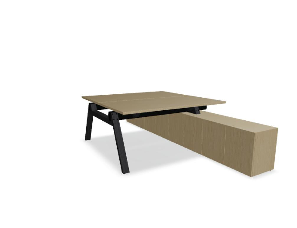 Viga V1624 - Doppelschreibtisch mit Managerschrank in FENIX Schwarz Matt präsentiert im Onlineshop von KAQTU Design AG. Schreibtisch ist von Mdd