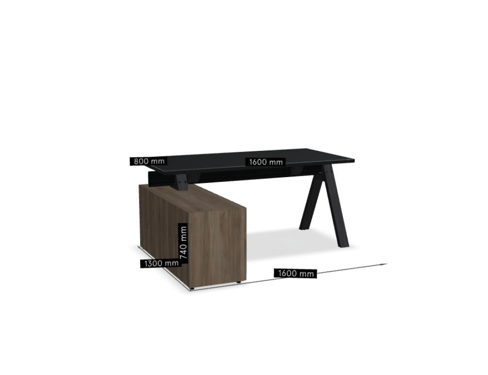 Viga V163LM - Schreibtisch mit Managerschrank in Dunkle Walnuss präsentiert im Onlineshop von KAQTU Design AG. Schreibtisch ist von Mdd