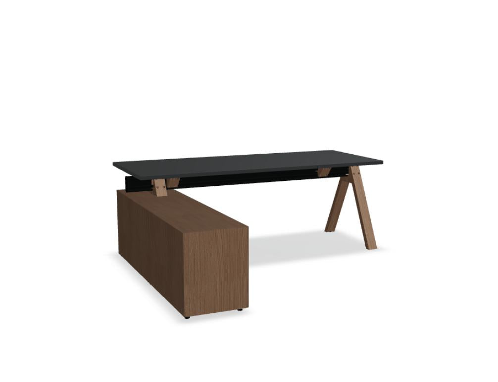 Viga V204L - Schreibtisch mit Managerschrank in FENIX Schwarz Matt präsentiert im Onlineshop von KAQTU Design AG. Schreibtisch ist von Mdd