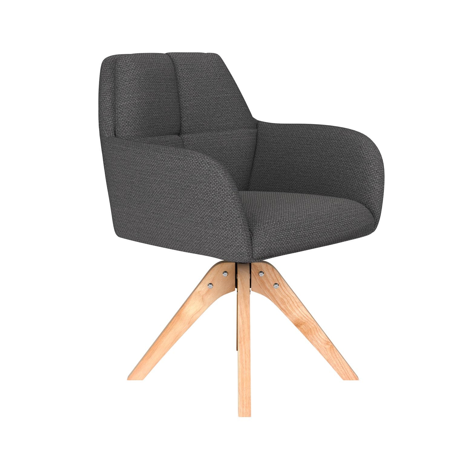 Stuhl Pete Wooden Swivel in Grau präsentiert im Onlineshop von KAQTU Design AG. Drehstuhl ist von White Label Living