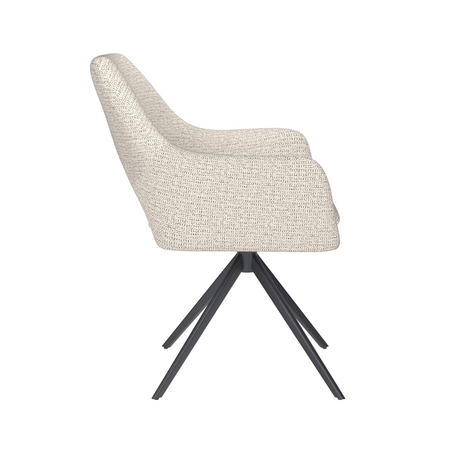 Erleben Sie den Mos Metal Swivel Stuhl von White Label Living – eine harmonische Verbindung aus Komfort, Eleganz und vielseitigem Design für Ihr Zuhause.
