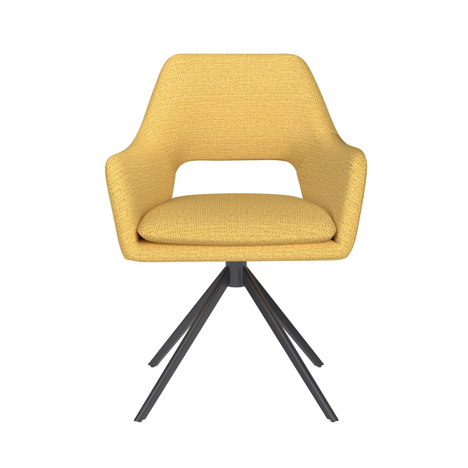 Entdecken Sie den eleganten Mos Metal Swivel Stuhl von White Label Living – ein stilvolles Möbelstück, das Komfort und modernes Design vereint.