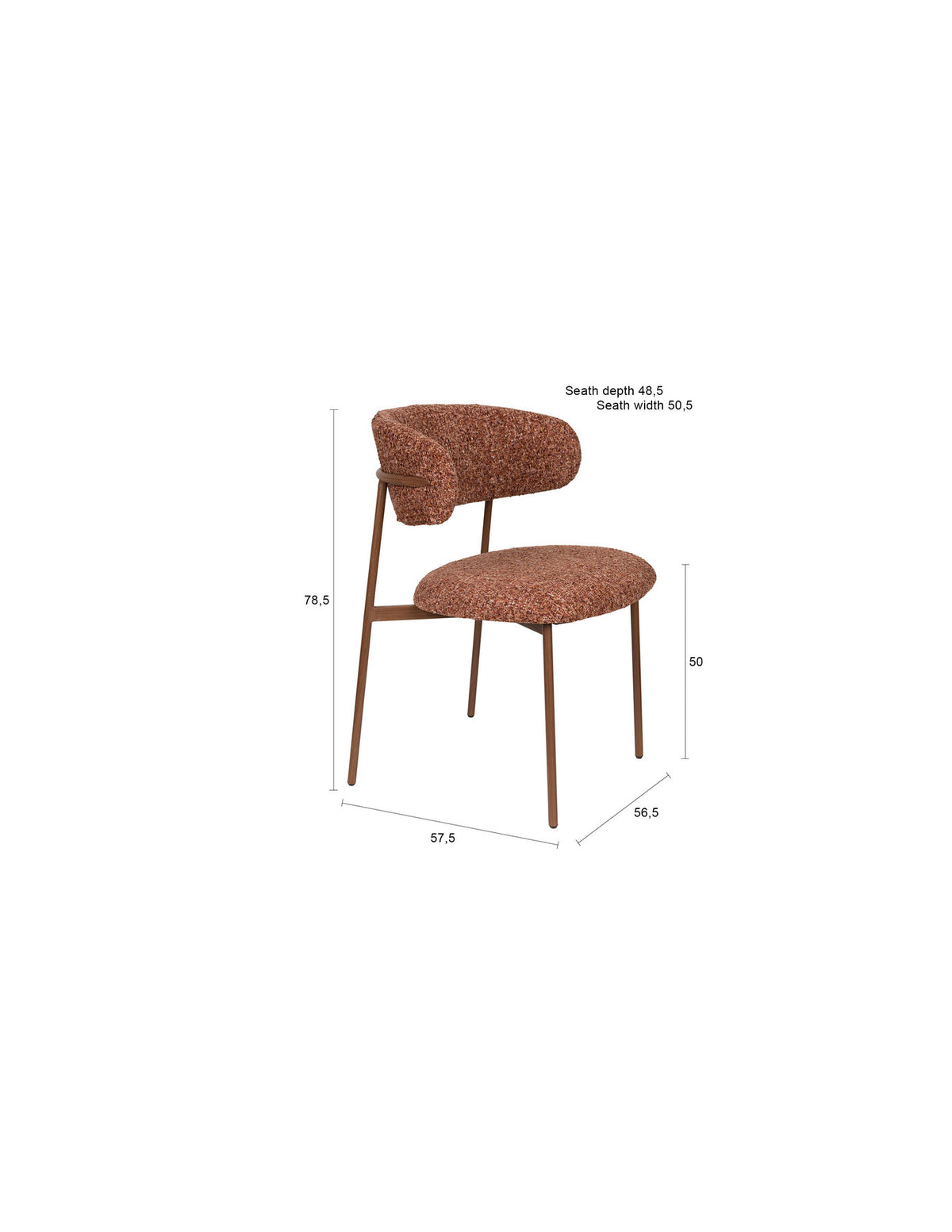 Stuhl Claes in Terra präsentiert im Onlineshop von KAQTU Design AG. Stuhl ist von White Label Living