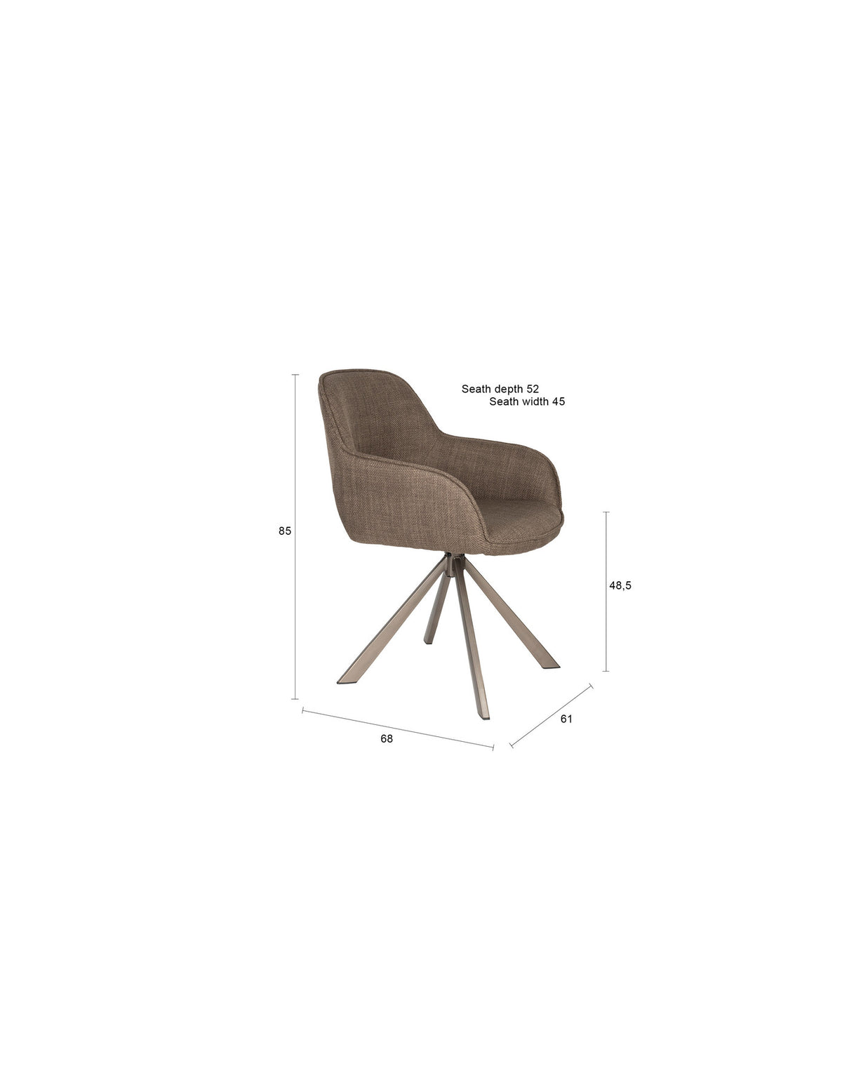 Stuhl Toye in Braun präsentiert im Onlineshop von KAQTU Design AG. Stuhl ist von White Label Living