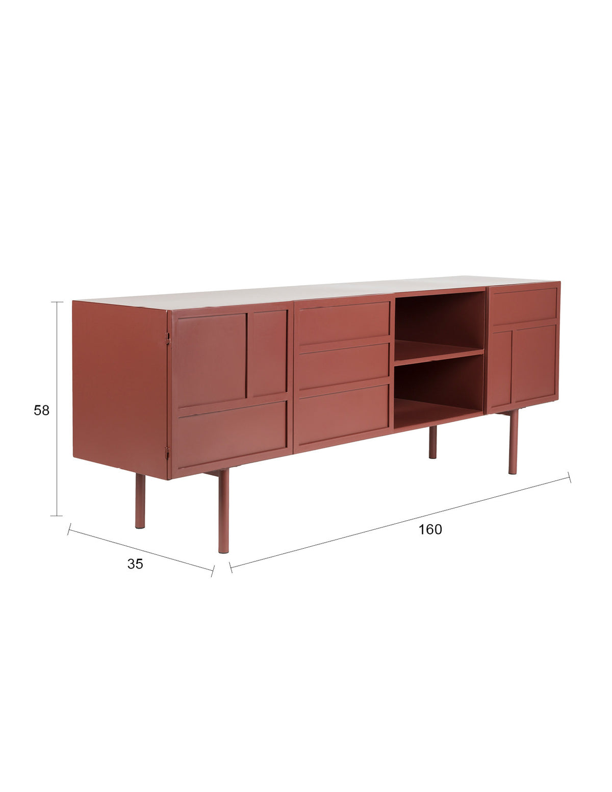 Sideboard Davis in Rot präsentiert im Onlineshop von KAQTU Design AG. Sideboard ist von White Label Living