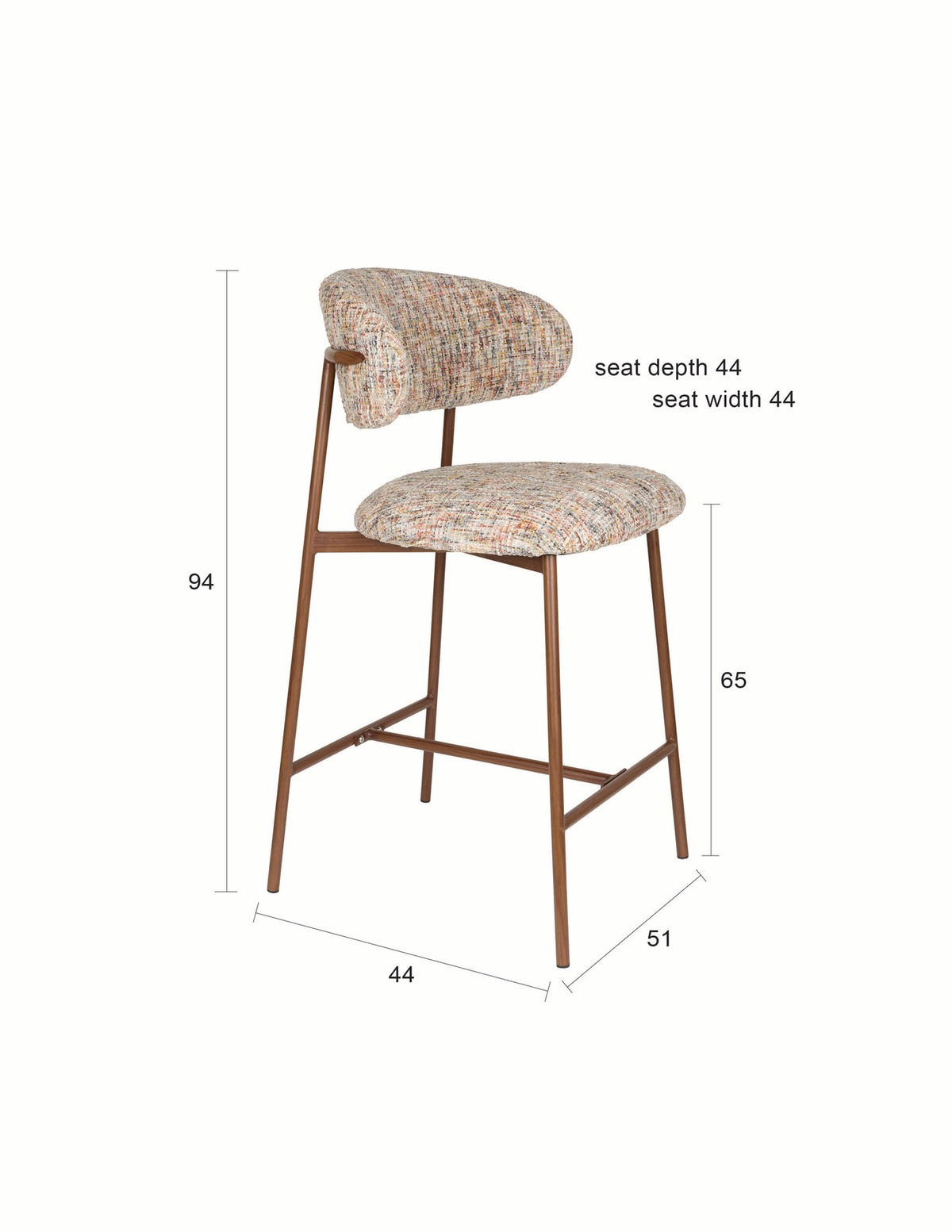Barhocker Claes in beige präsentiert im Onlineshop von KAQTU Design AG. Barhocker ist von White Label Living