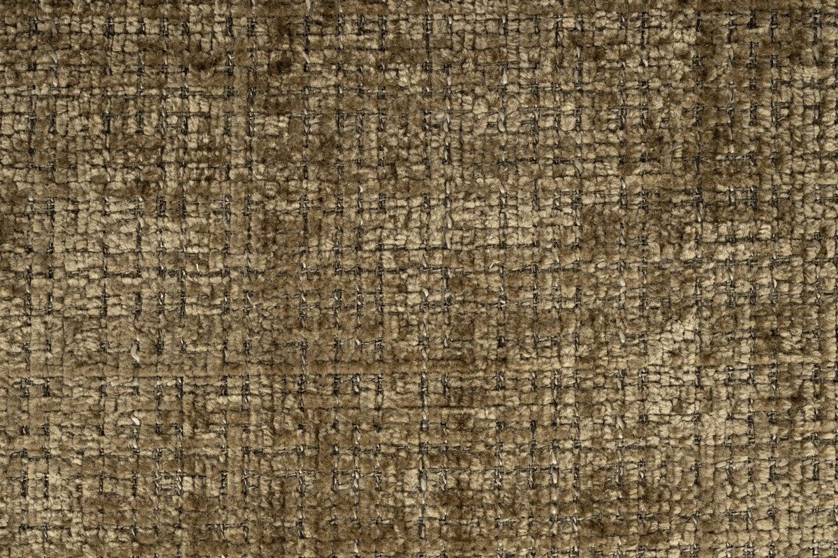 Armlehnstuhl Merel von White Label Living, brauner gewebter Stoffbezug, gepolsterte Sitzschale, drehbares Metallgestell mit vier Beinen.