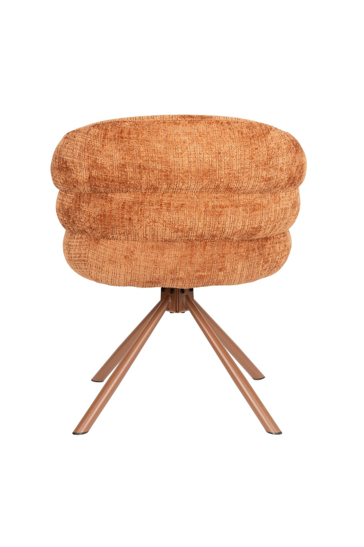 Armlehnstuhl Marjolein von White Label Living mit gepolsterter, halbkreisförmiger Sitzschale aus Polyester und Metallgestell in Beige.