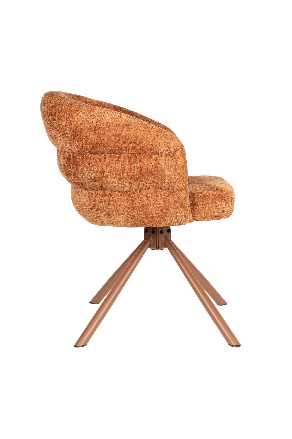 Armlehnstuhl Marjolein von White Label Living mit gepolsterter, halbkreisförmiger Sitzschale aus Polyester und Metallgestell in Beige.