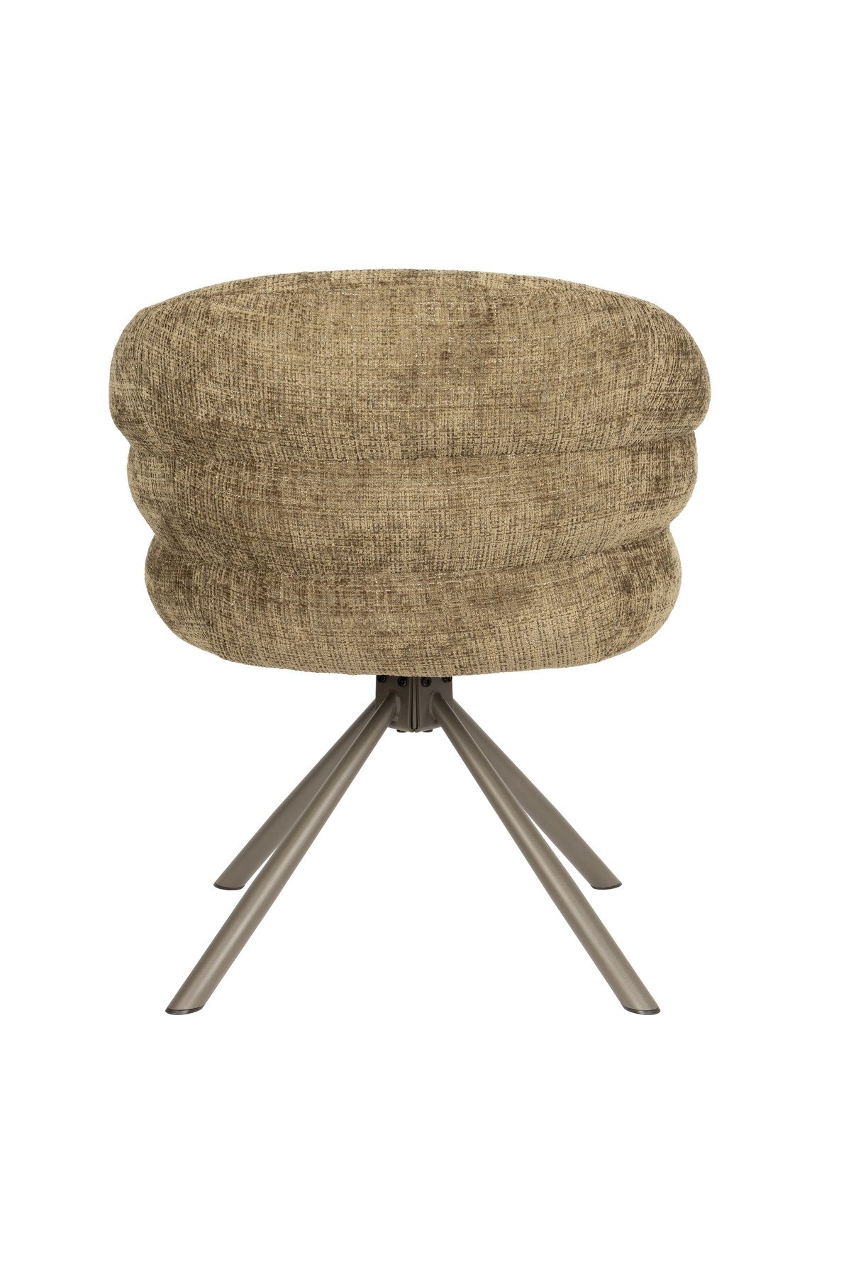 Armlehnstuhl Marjolein von White Label Living mit gepolsterter, halbkreisförmiger Sitzschale aus Polyester und Metallgestell in Beige.