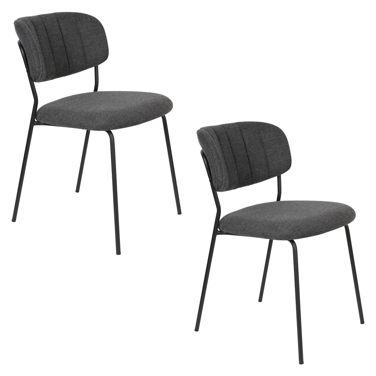 Stuhl Jolien gepolstert V1 in Schwarz/Dunkelgrau präsentiert im Onlineshop von KAQTU Design AG. Stuhl ist von White Label Living